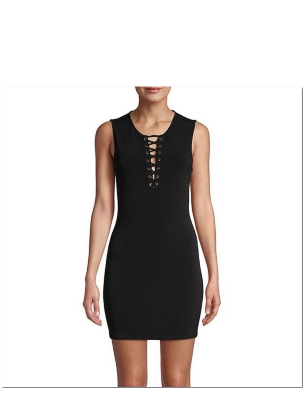 BCBGeneration Black Lace-Up Sheath Dress